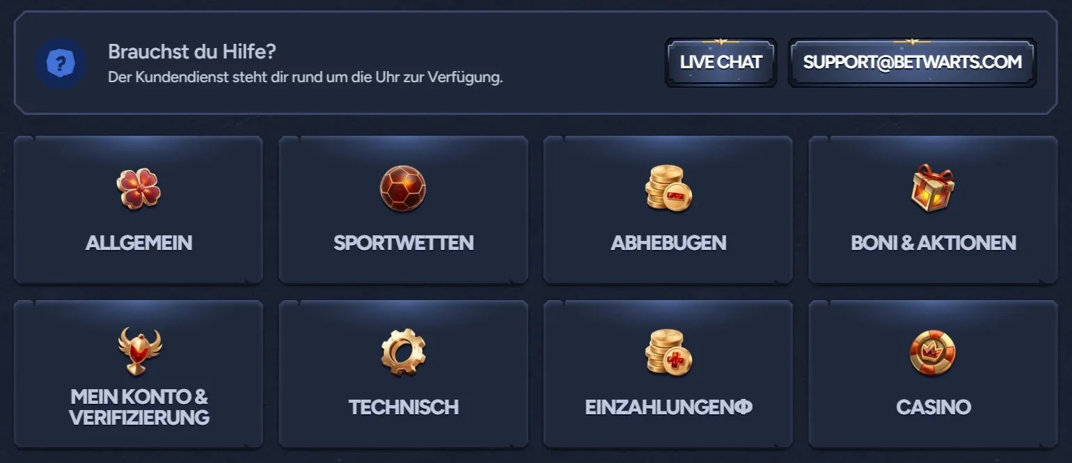 Betwarts casino hilfezentrum